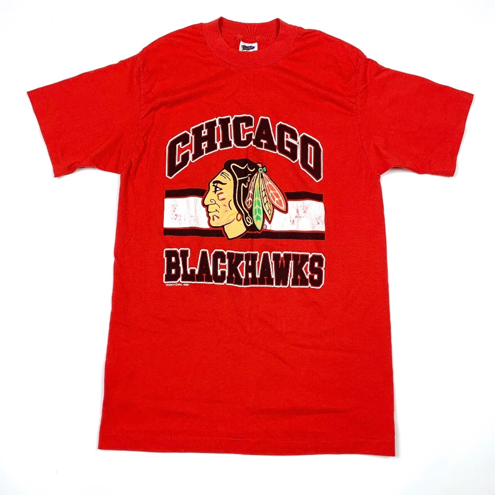 Vtg 80s Chicago Blackhawks Retro Graphic T-Shirt
